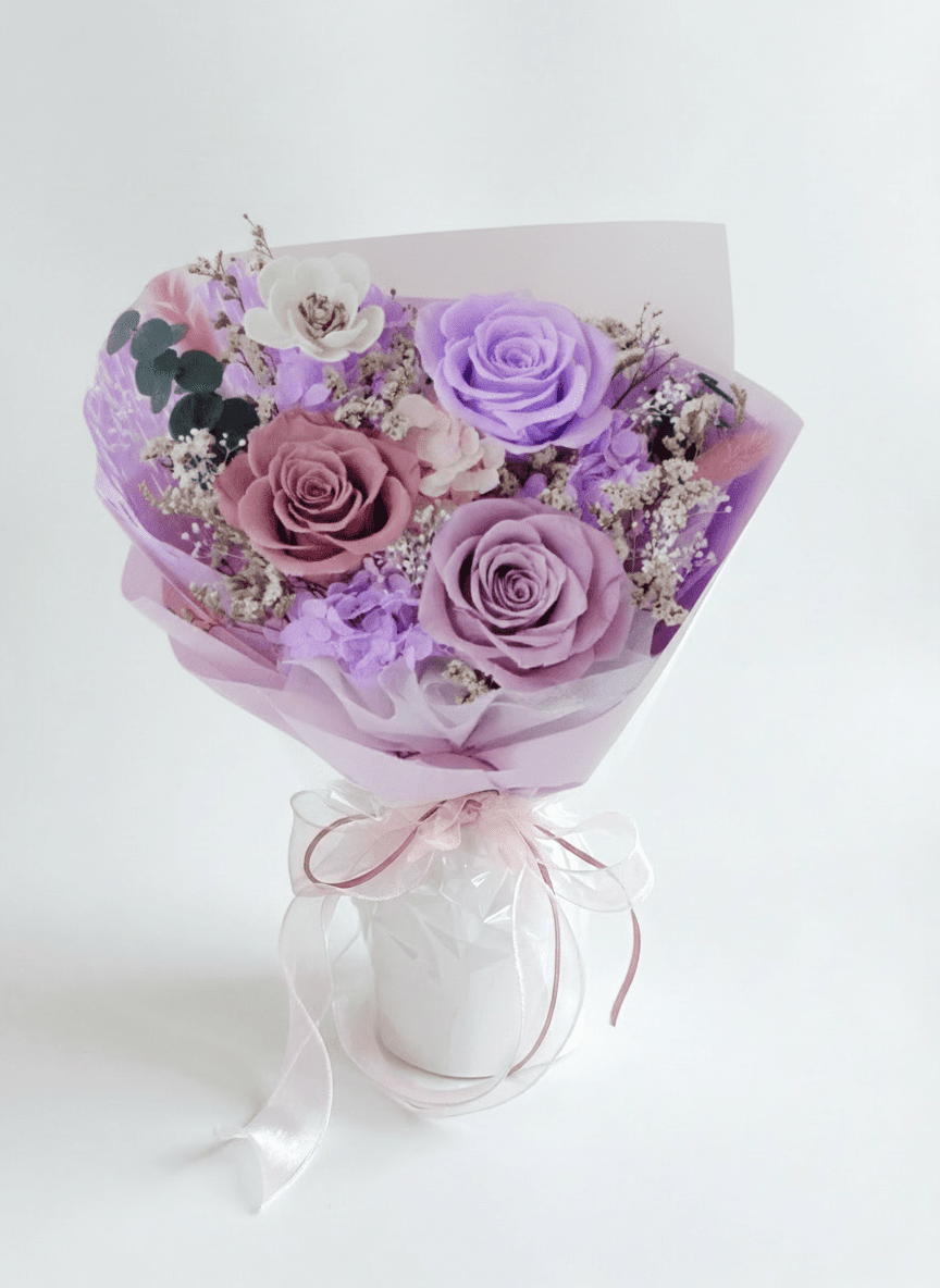 Yuna Preserved Flower Bouquet - Flowers - Purple - Preserved Flowers & Fresh Flower Florist Gift Store