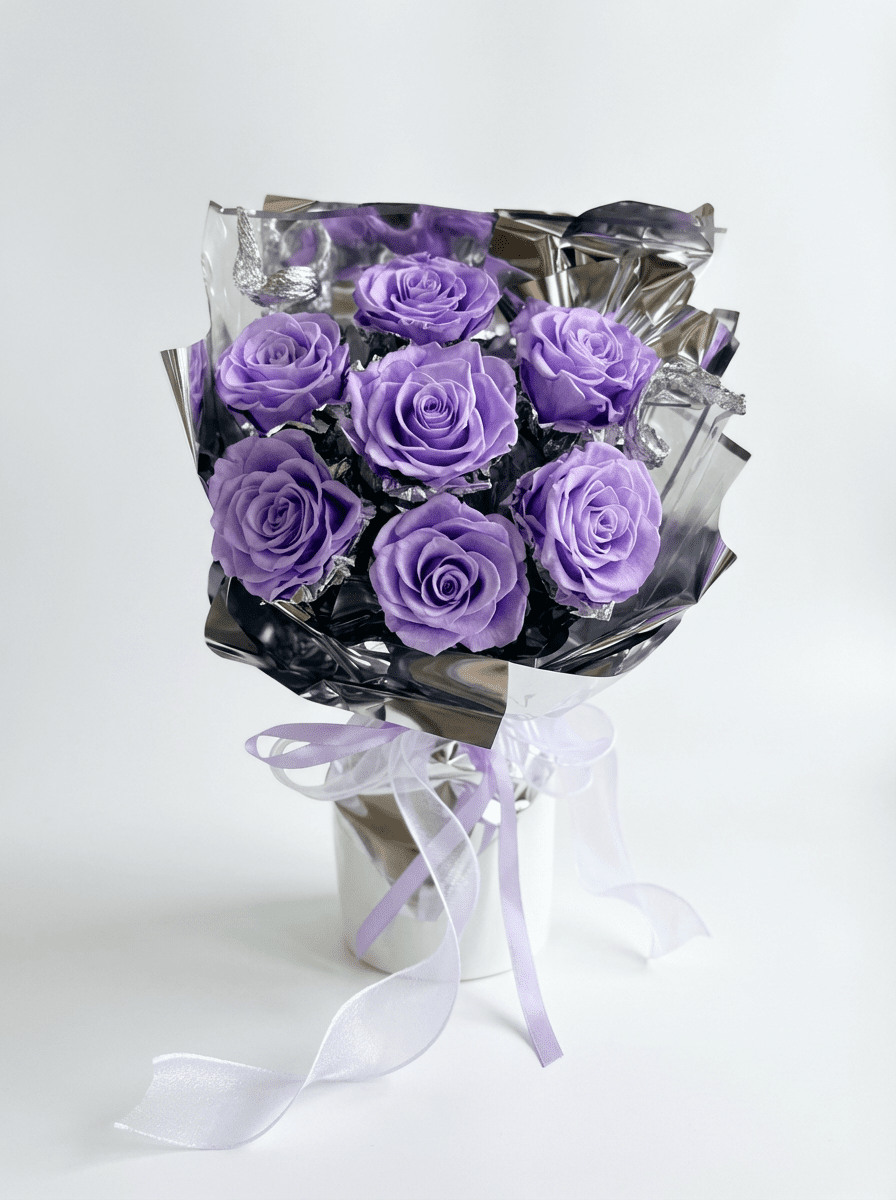 Galaxy 7 Rose Preserved Flower Bouquet - Flowers - Galaxy - purple - Preserved Flowers & Fresh Flower Florist Gift Store