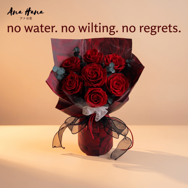 Hana (Rose) - Red Rose with Eucalyptus - Flowers - Original - Preserved Flowers & Fresh Flower Florist Gift Store