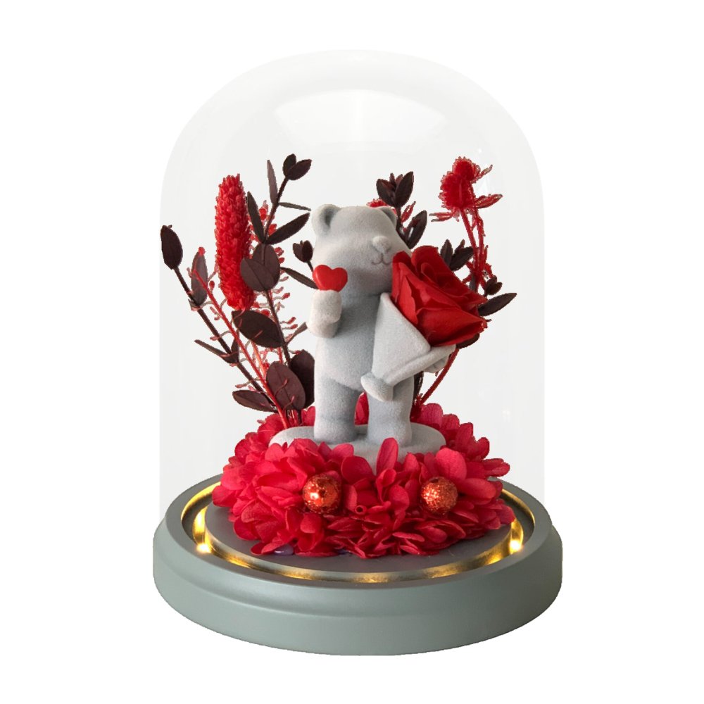 Proposal Bear Red Rose Heart - Flowers - Preserved Flowers & Fresh Flower Florist Gift Store