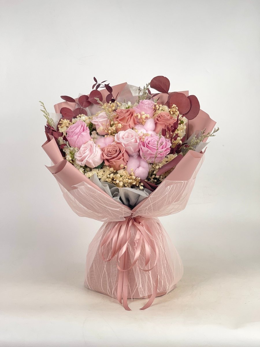 Sakurairo - Pink Preserved Flower Bouquet - Flowers - Grand - Preserved Flowers & Fresh Flower Florist Gift Store