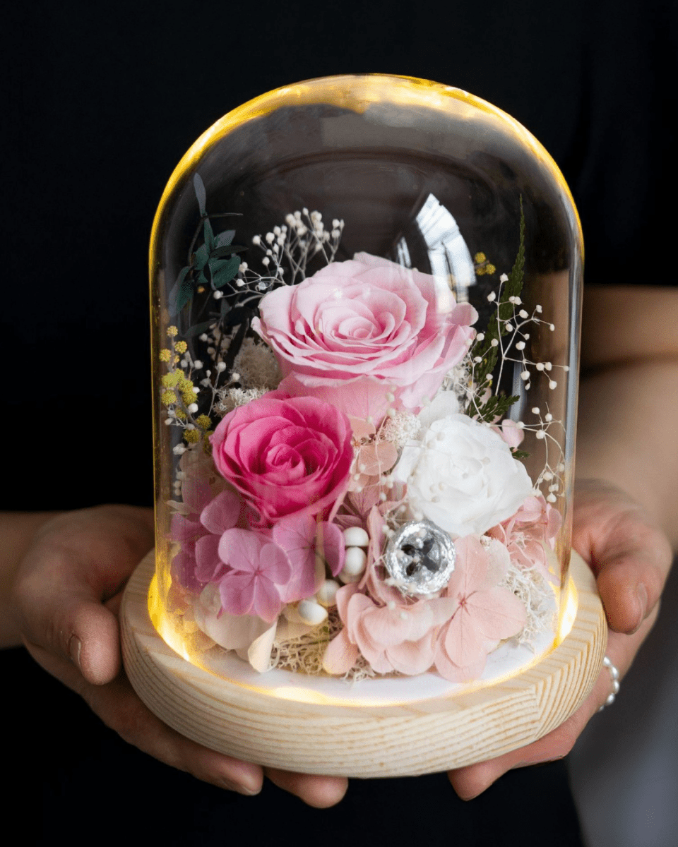 Sora Preserved Flower Dome - Flowers - Cherry Pink - Preserved Flowers & Fresh Flower Florist Gift Store