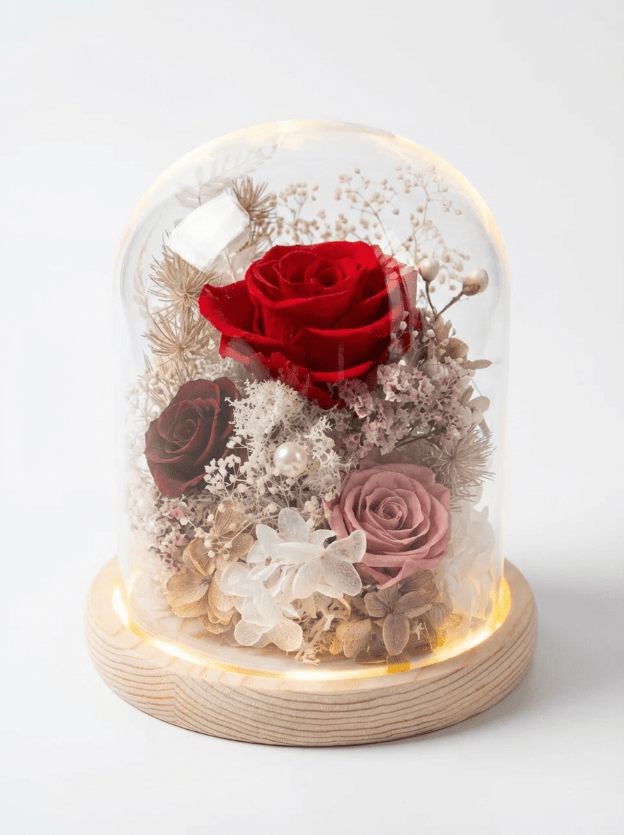 Sora Preserved Flower Dome - Flowers - Red - Preserved Flowers & Fresh Flower Florist Gift Store
