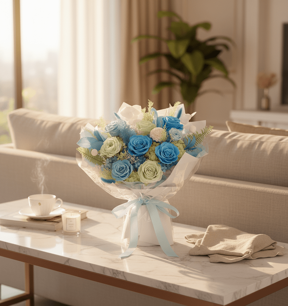 SUMMER. - Mothers Day Preserved Bouquet - Flowers - Blue - Preserved Flowers & Fresh Flower Florist Gift Store