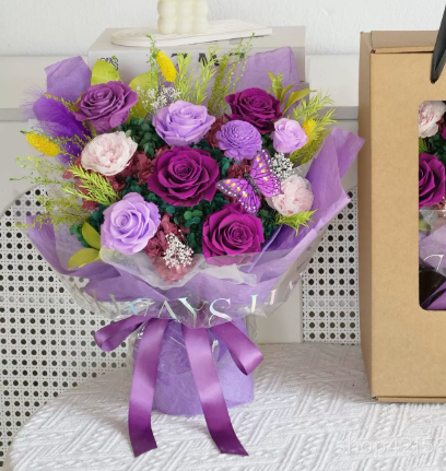 SUMMER. - Mothers Day Preserved Bouquet - Flowers - Purple - Preserved Flowers & Fresh Flower Florist Gift Store