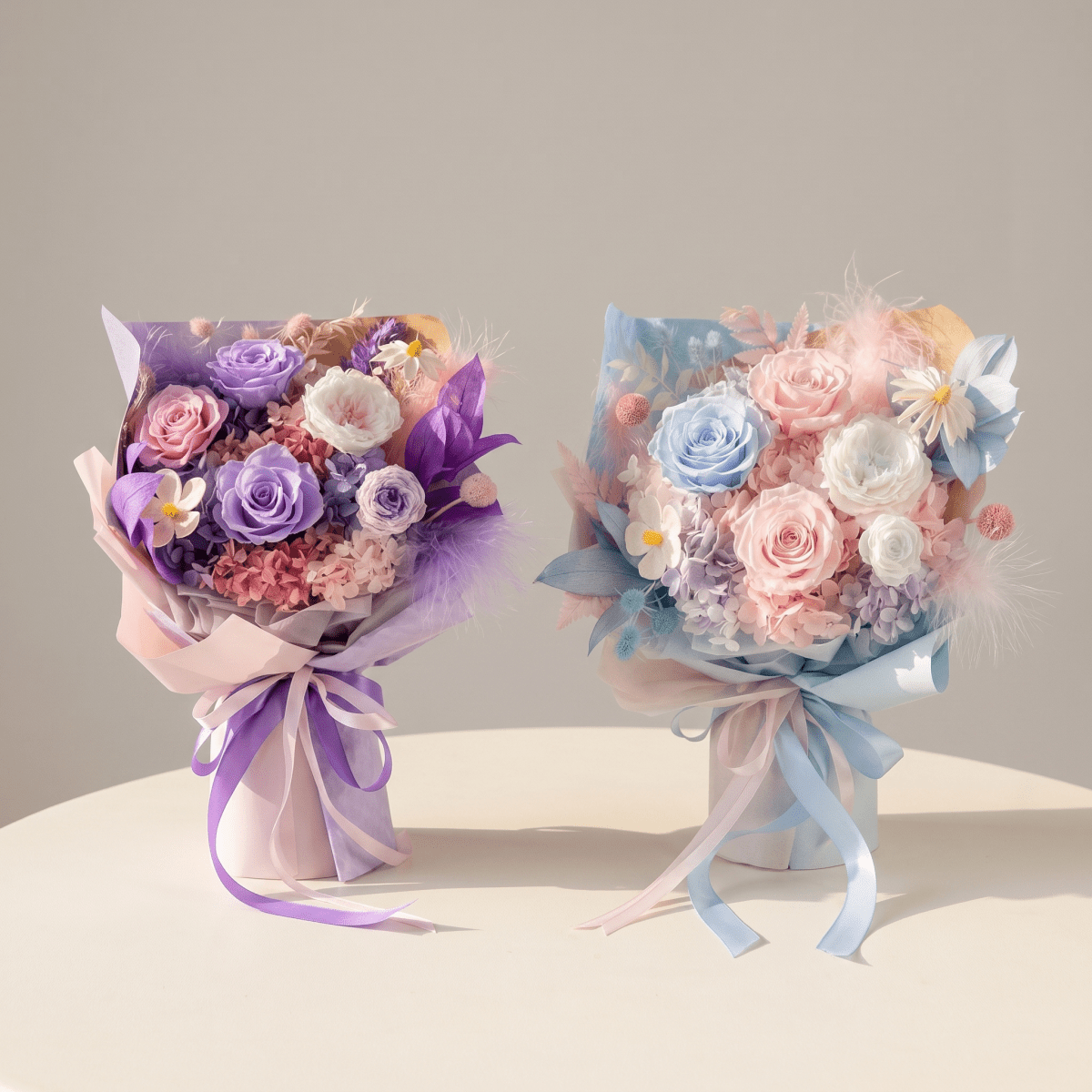 Yume (夢) - Pastel Preserved Flower Bouquet - Flowers - Purple - Preserved Flowers & Fresh Flower Florist Gift Store