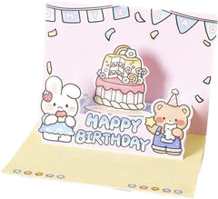 Bunny and Friends Birthday Pop Up Card - Add Ons - Pink Party - Preserved Flowers & Fresh Flower Florist Gift Store