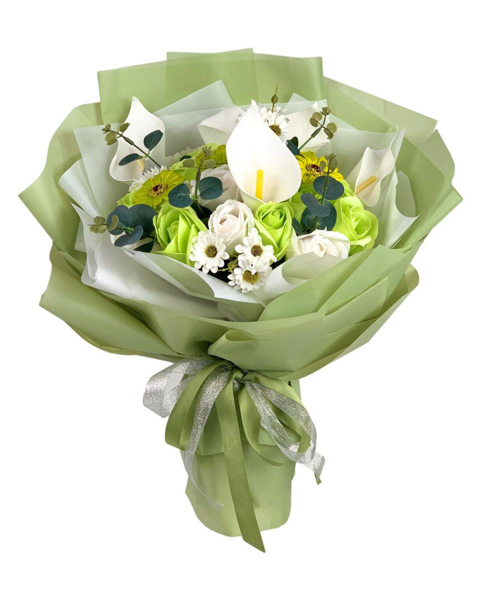 Hanabi Soap Flower Bouquet - Green - Preserved Flowers & Fresh Flower Florist Gift Store