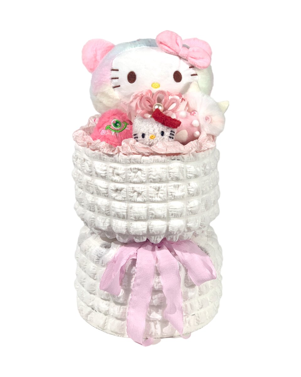 Lofty Macaron Kitty Bouquet - White - Flowers - Preserved Flowers & Fresh Flower Florist Gift Store