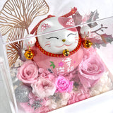 Maneki-Neko 招き猫 Flower Box, Pink (Happiness) - Flower - Preserved Flowers & Fresh Flower Florist Gift Store