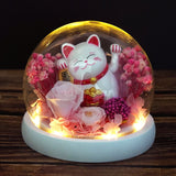 Maneki-Neko 招き猫 Fortune Cat (Good Fortune) - Flower - Pink 招き猫 - Preserved Flowers & Fresh Flower Florist Gift Store