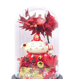 Maneki-Neko 招き猫 Fortune Cat (Large) - Red, Prosperity - Flower - Preserved Flowers & Fresh Flower Florist Gift Store